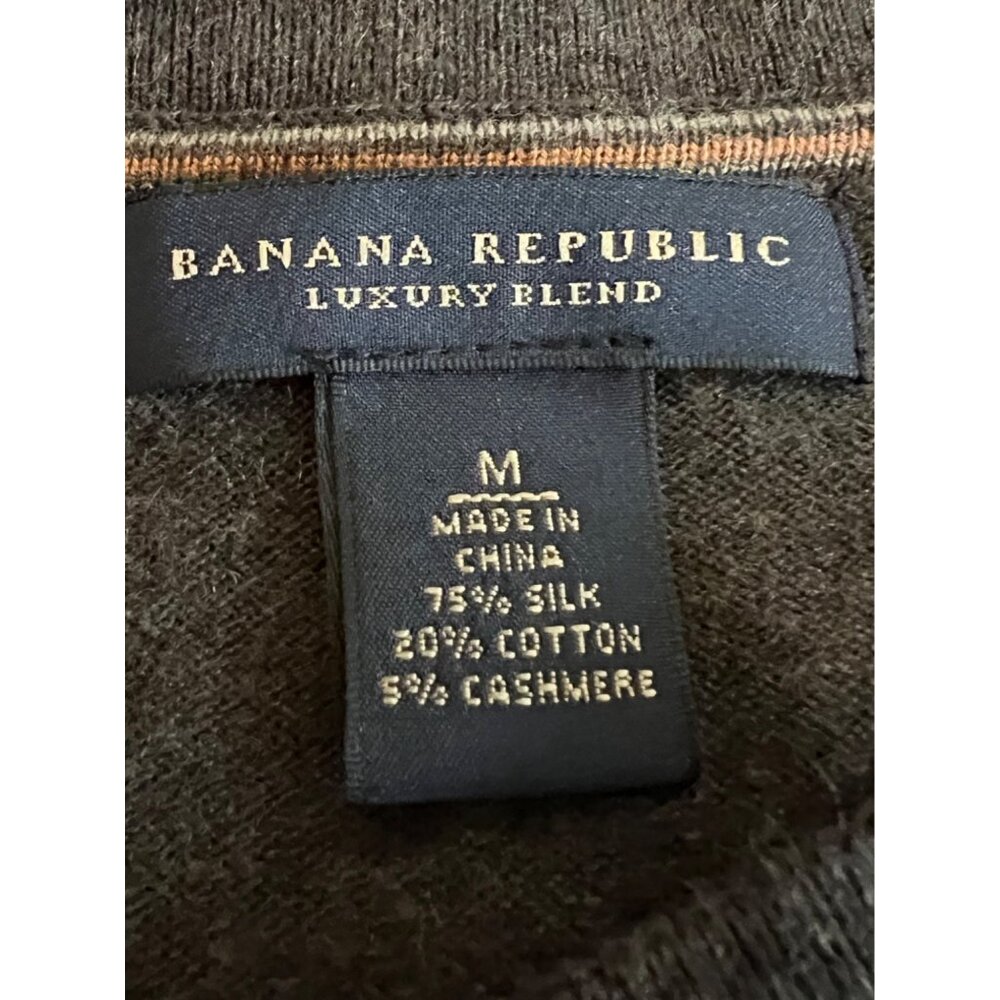 Banana Republic Luxury Sweater Brown V-neck Silk Cashmere Cotton Men Medium - Picture 5 of 7
